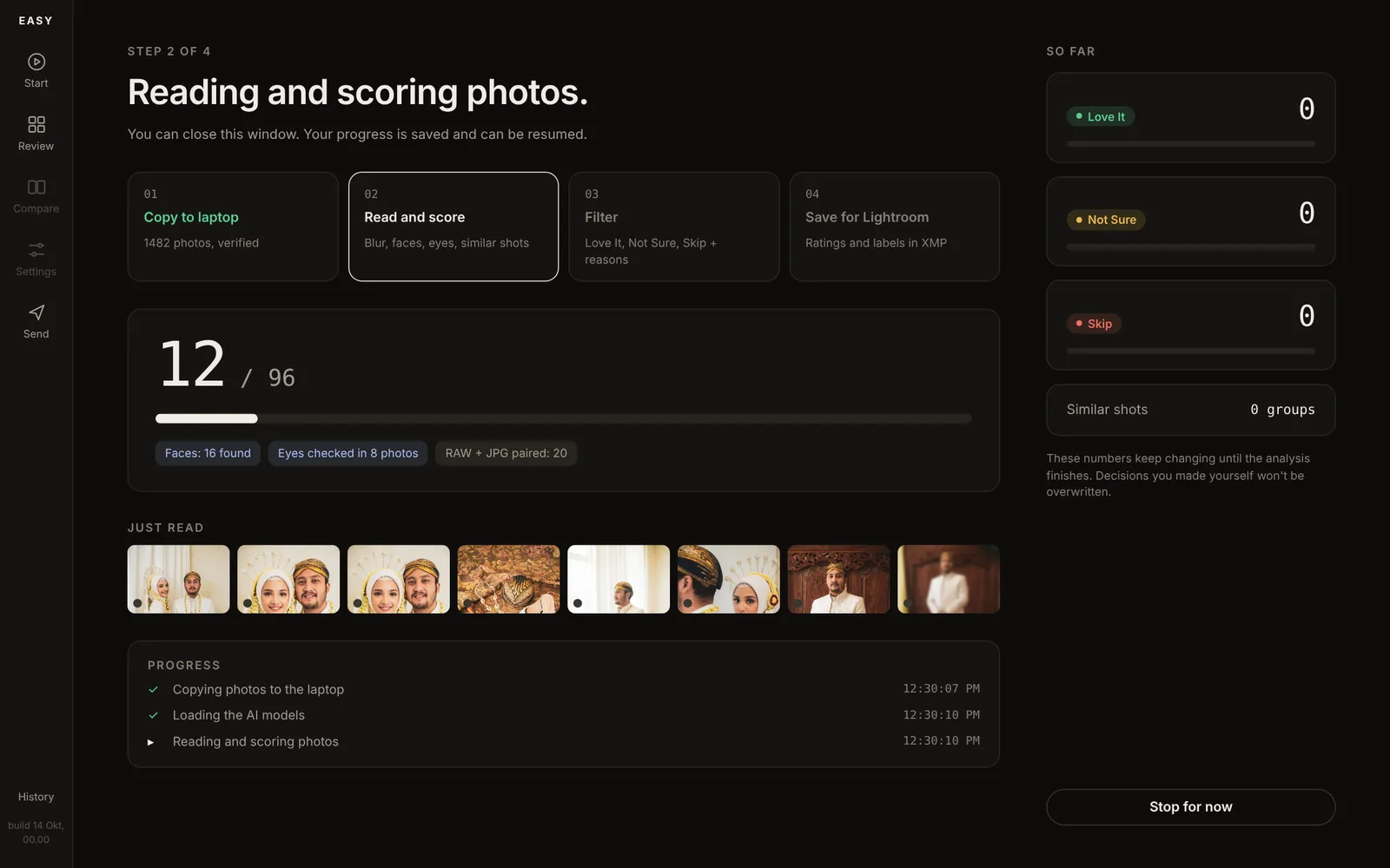 EASY progress screen