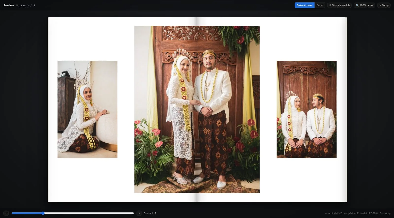 Pratinjau flipbook album: dua halaman terbuka seperti buku